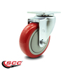 Service Caster 4 Inch Red Polyurethane Wheel Swivel Top Plate Caster SCC-20S414-PPUB-RED-TP2